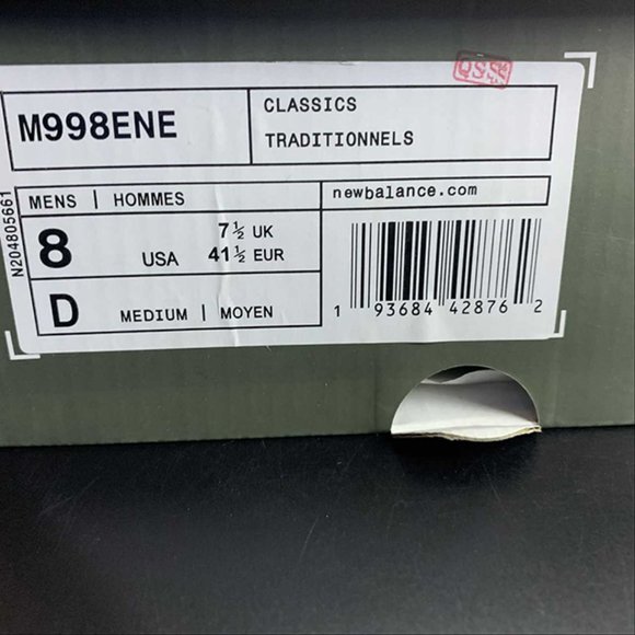 New Balance 998 White Tan Mens Sneakers - Picture 15 of 15